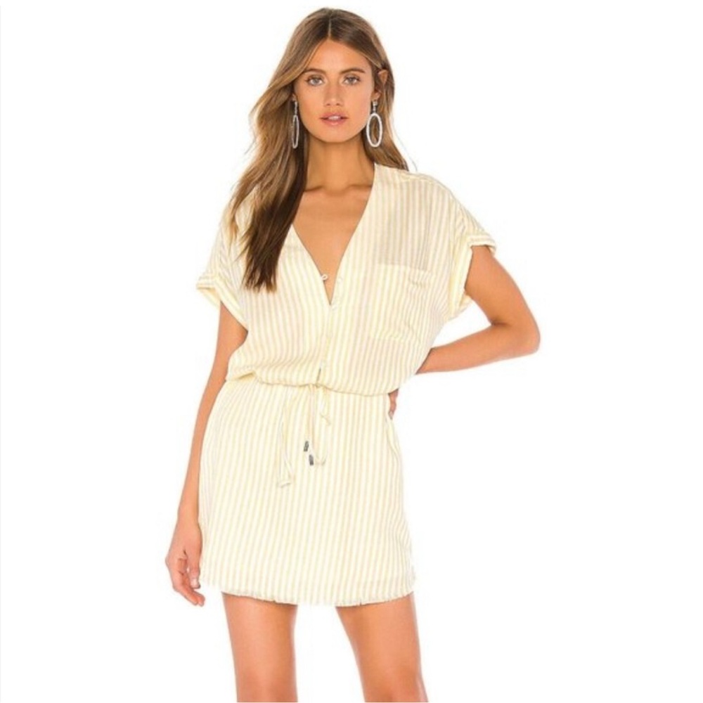 PAIGE Haidee Yellow/White Striped Mini Dress Size Medium